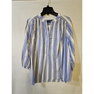 Lane Bryant Women's Plus Size Striped 1/4  Button 3/4 Sleeve 18/20 NWT